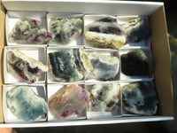 Polished  One Side Polished Watermelon Fluorite Pieces  x 12 From Uis, Namibia - Toprock Gemstones and Minerals 