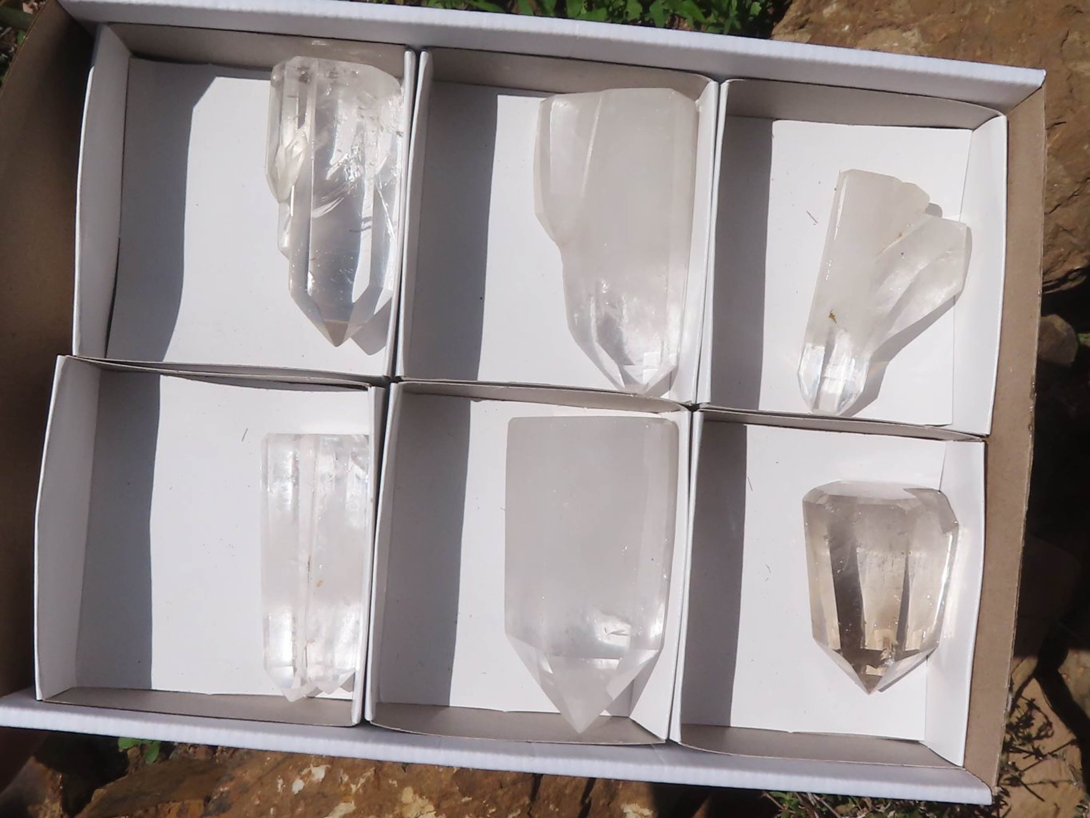 Polished Semi Optic Clear Quartz Crystals  x 6 From Madagascar - TopRock