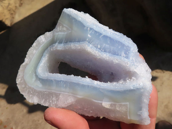 Natural Etched Blue Chalcedony Specimens  x 3 From Nsanje, Malawi - Toprock Gemstones and Minerals 