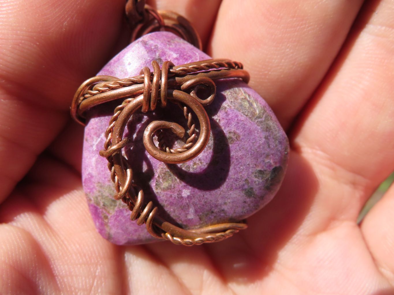 Polished Mixed Jewellery Free Forms With Copper Art Wire Pendants x 6 From Southern Africa - TopRock