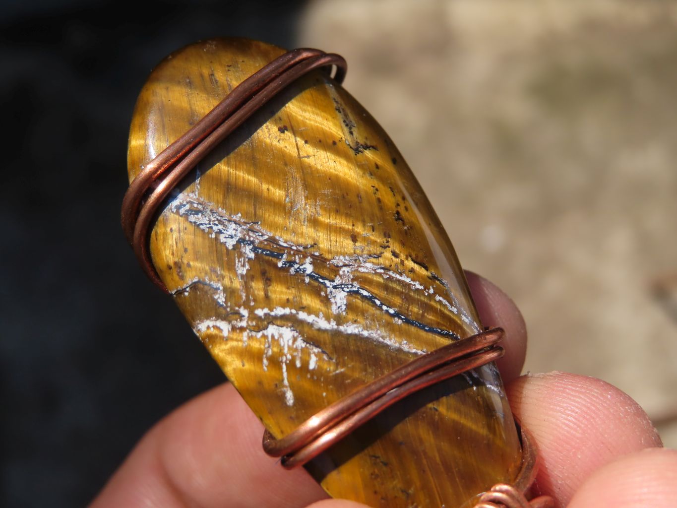 Polished Mixed Jewellery Free Forms With Copper Art Wire Pendants x 6 From Southern Africa - TopRock