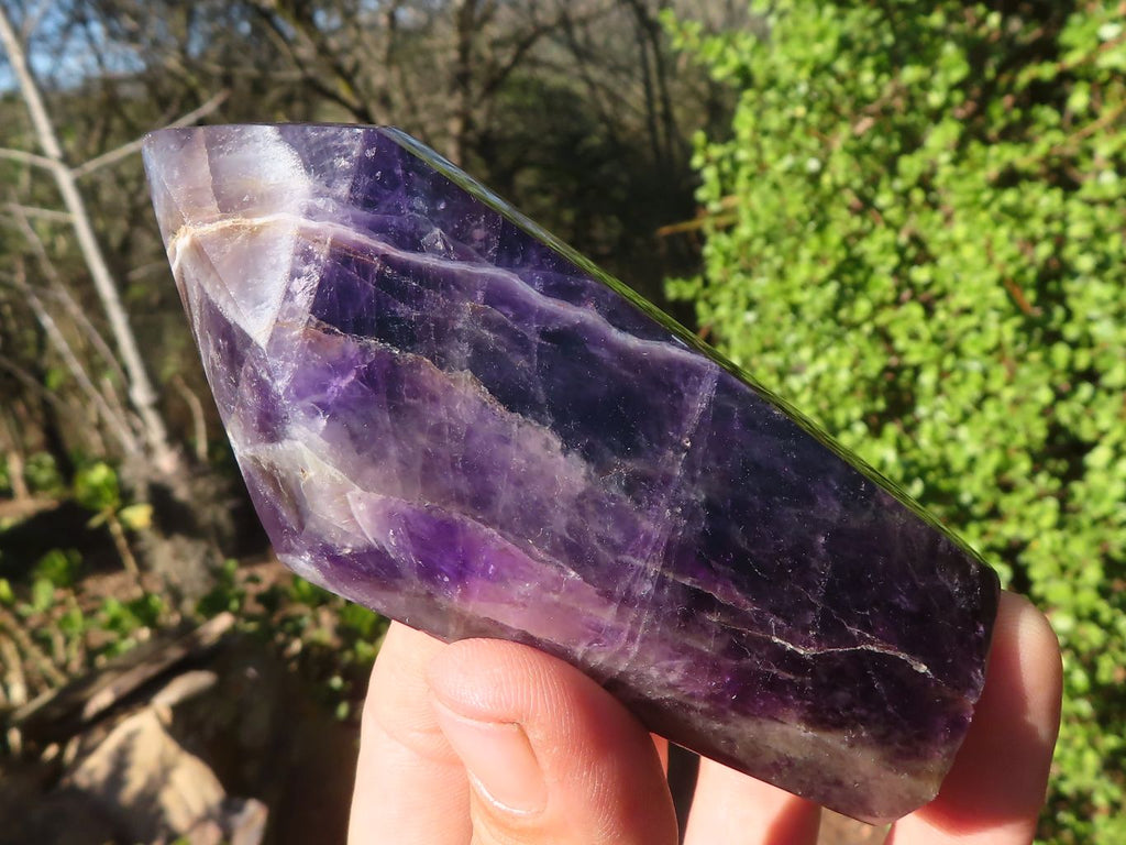 Polished Dark Purple Chevron Amethyst Points  x 6 From Zambia - Toprock Gemstones and Minerals 