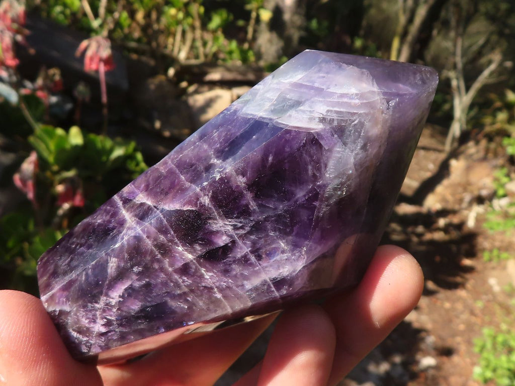 Polished Dark Purple Chevron Amethyst Points  x 6 From Zambia - Toprock Gemstones and Minerals 