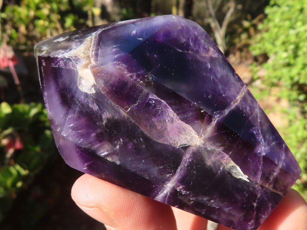 Polished Dark Purple Chevron Amethyst Points  x 6 From Zambia - Toprock Gemstones and Minerals 