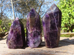Polished Dark Purple Chevron Amethyst Points  x 6 From Zambia - Toprock Gemstones and Minerals 