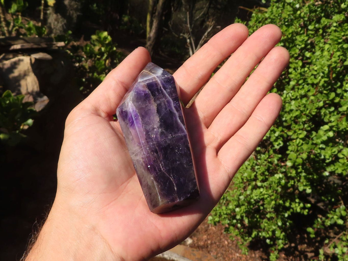 Polished Dark Purple Chevron Amethyst Points  x 6 From Zambia - Toprock Gemstones and Minerals 