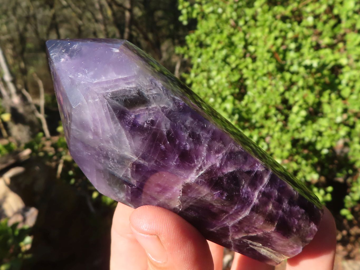 Polished Dark Purple Chevron Amethyst Points  x 6 From Zambia - Toprock Gemstones and Minerals 