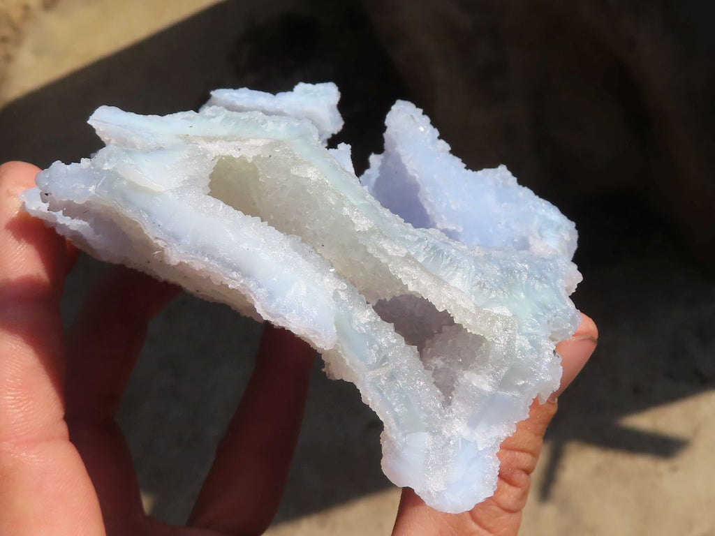 Natural Etched Blue Chalcedony Specimens  x 3 From Nsanje, Malawi - Toprock Gemstones and Minerals 