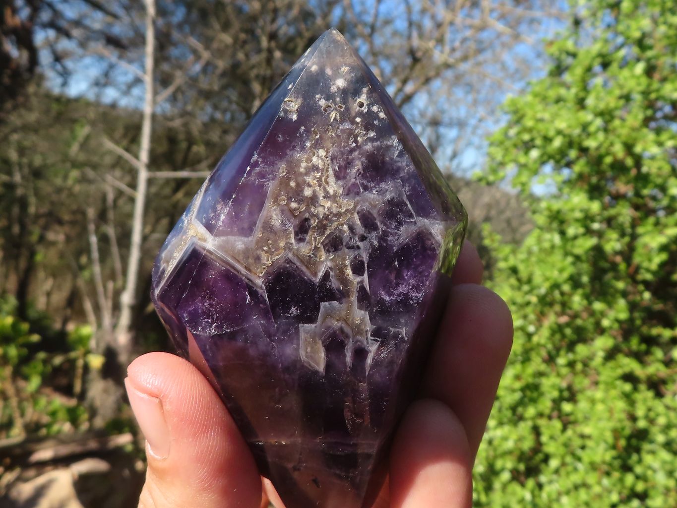 Polished Dark Purple Chevron Amethyst Points  x 6 From Zambia - Toprock Gemstones and Minerals 