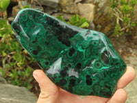 Polished Malachite Free Forms x 3 From Kolwezi, Congo - Toprock Gemstones and Minerals 