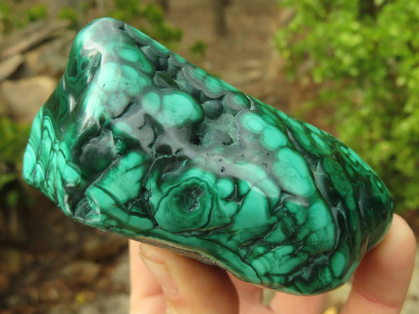 Polished Malachite Free Forms x 3 From Kolwezi, Congo - Toprock Gemstones and Minerals 