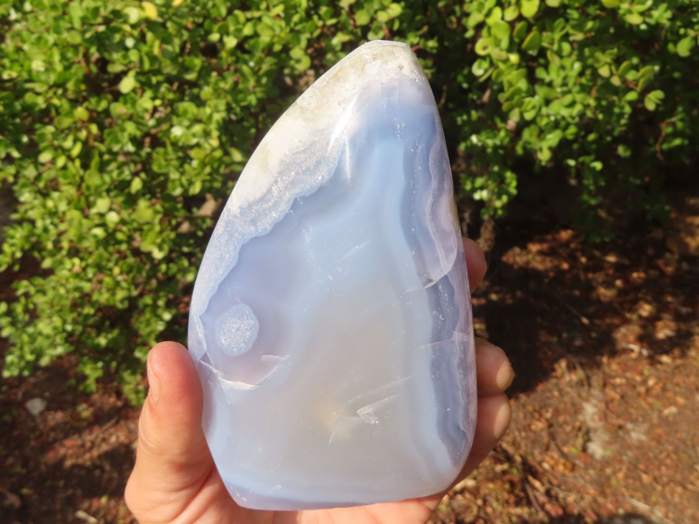 Polished Blue Lace Agate Standing Free Form x 1 From Nsanje, Malawi - Toprock Gemstones and Minerals 