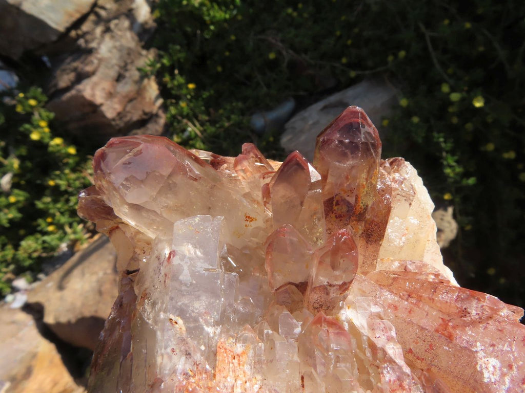 Natural Red Hematite Phantom Quartz Clusters Formation x 3 From Karoi, Zimbabwe - TopRock