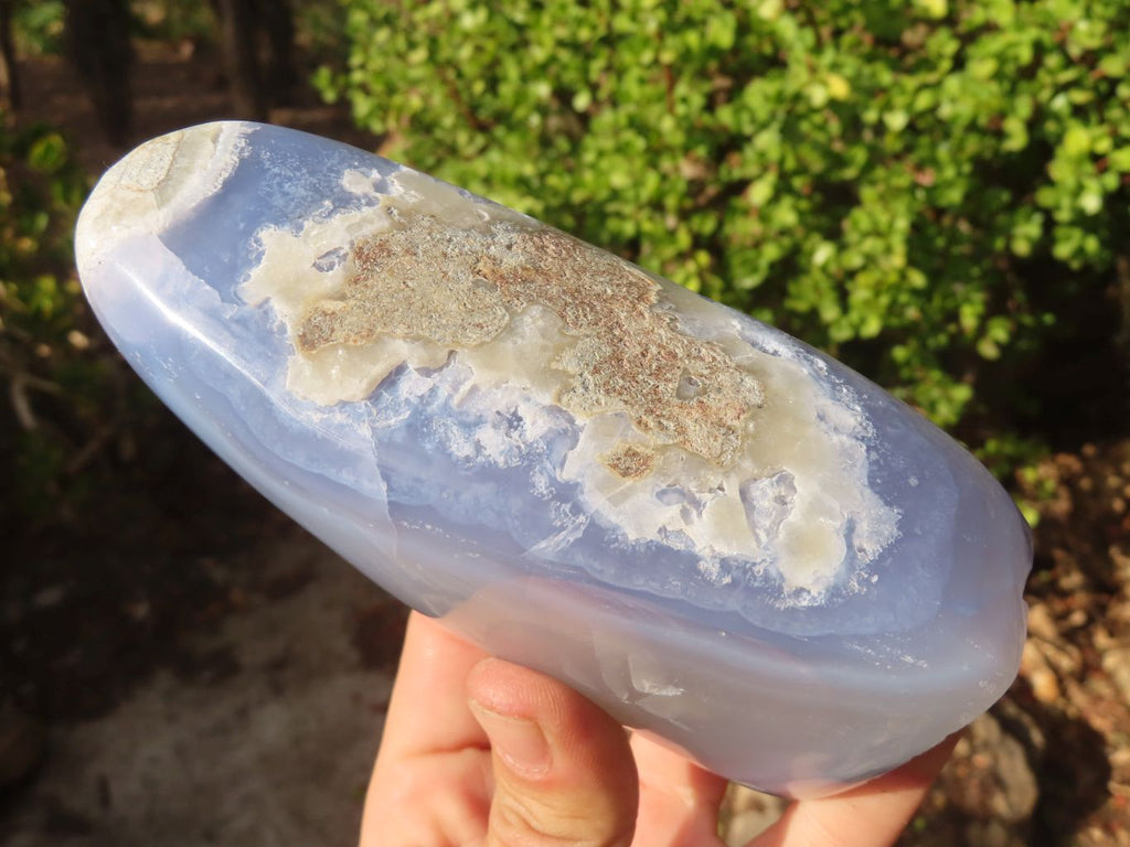 Polished Blue Lace Agate Standing Free Form x 1 From Nsanje, Malawi - Toprock Gemstones and Minerals 