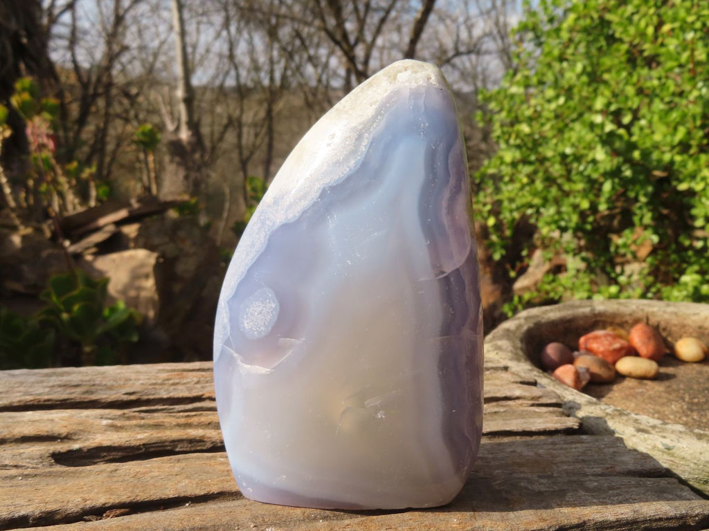 Polished Blue Lace Agate Standing Free Form x 1 From Nsanje, Malawi - Toprock Gemstones and Minerals 