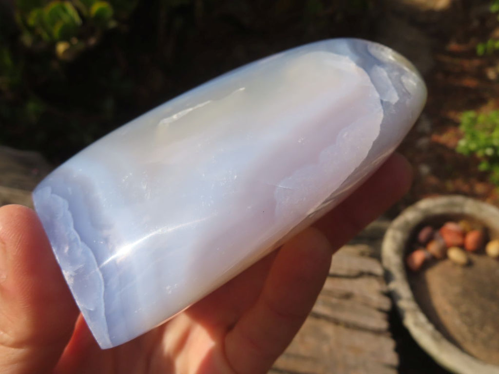 Polished Blue Lace Agate Standing Free Form x 1 From Nsanje, Malawi - Toprock Gemstones and Minerals 