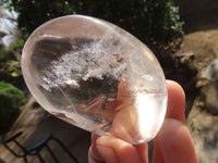 Polished Clear Quartz Galet / Palm Stones With Inclusions x 6 From Zimbabwe - Toprock Gemstones and Minerals 