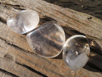 Polished Clear Quartz Galet / Palm Stones With Inclusions x 6 From Zimbabwe - Toprock Gemstones and Minerals 