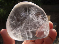 Polished Clear Quartz Galet / Palm Stones With Inclusions x 6 From Zimbabwe - Toprock Gemstones and Minerals 