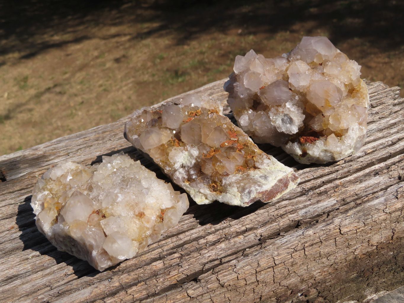 Natural Spirit Cactus Quartz Clusters With Limonite Colouring x 3 From Boekenhouthoek, South Africa - TopRock