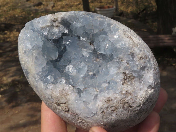 Natural Blue Celestite Egg Geodes  x 3 From Sakoany, Madagascar