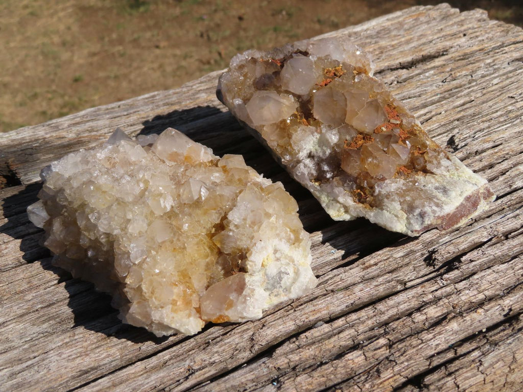 Natural Spirit Cactus Quartz Clusters With Limonite Colouring x 3 From Boekenhouthoek, South Africa - TopRock