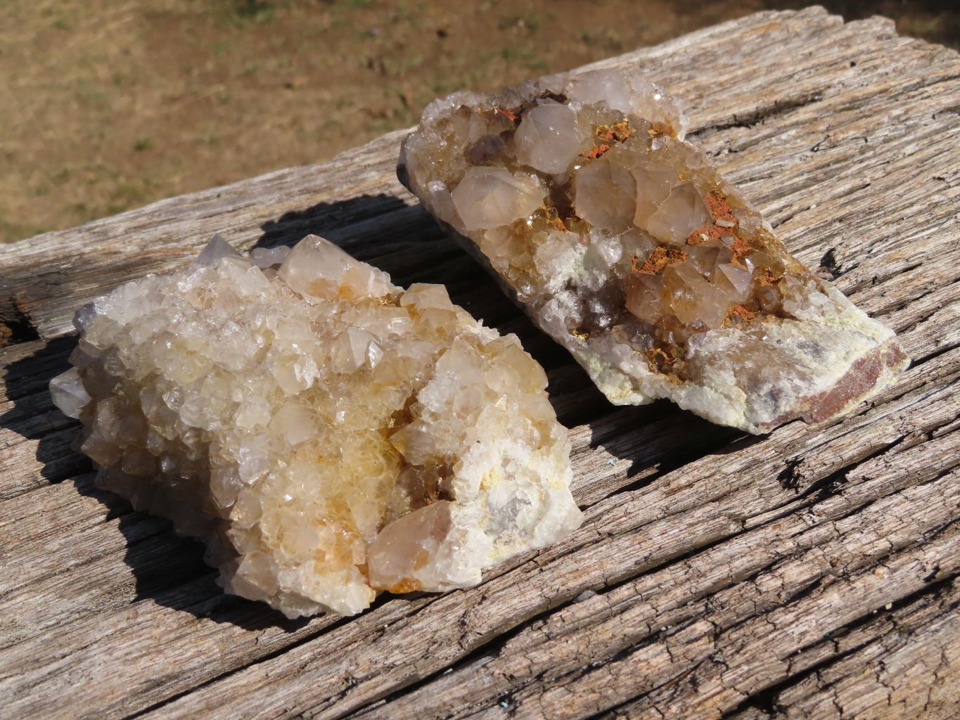 Natural Spirit Cactus Quartz Clusters With Limonite Colouring x 3 From Boekenhouthoek, South Africa - TopRock