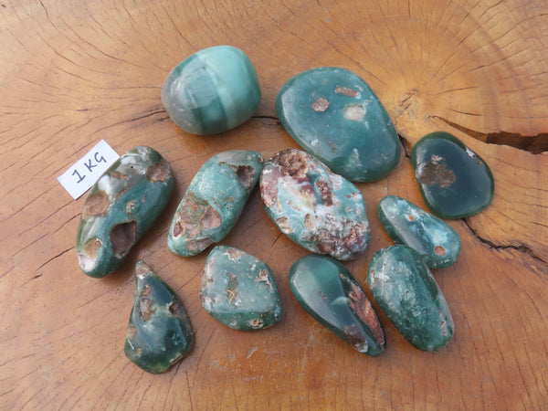 Polished XX Rare Mtorolite (Nickel Coloured Chalcedony) Gallets / Palm Stones - sold per kg - From Mutorashanga, Zimbabwe - TopRock