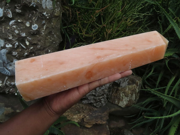 Polished Extra Large Orange Twist Calcite Crystal Point x 1 From Madagascar - TopRock