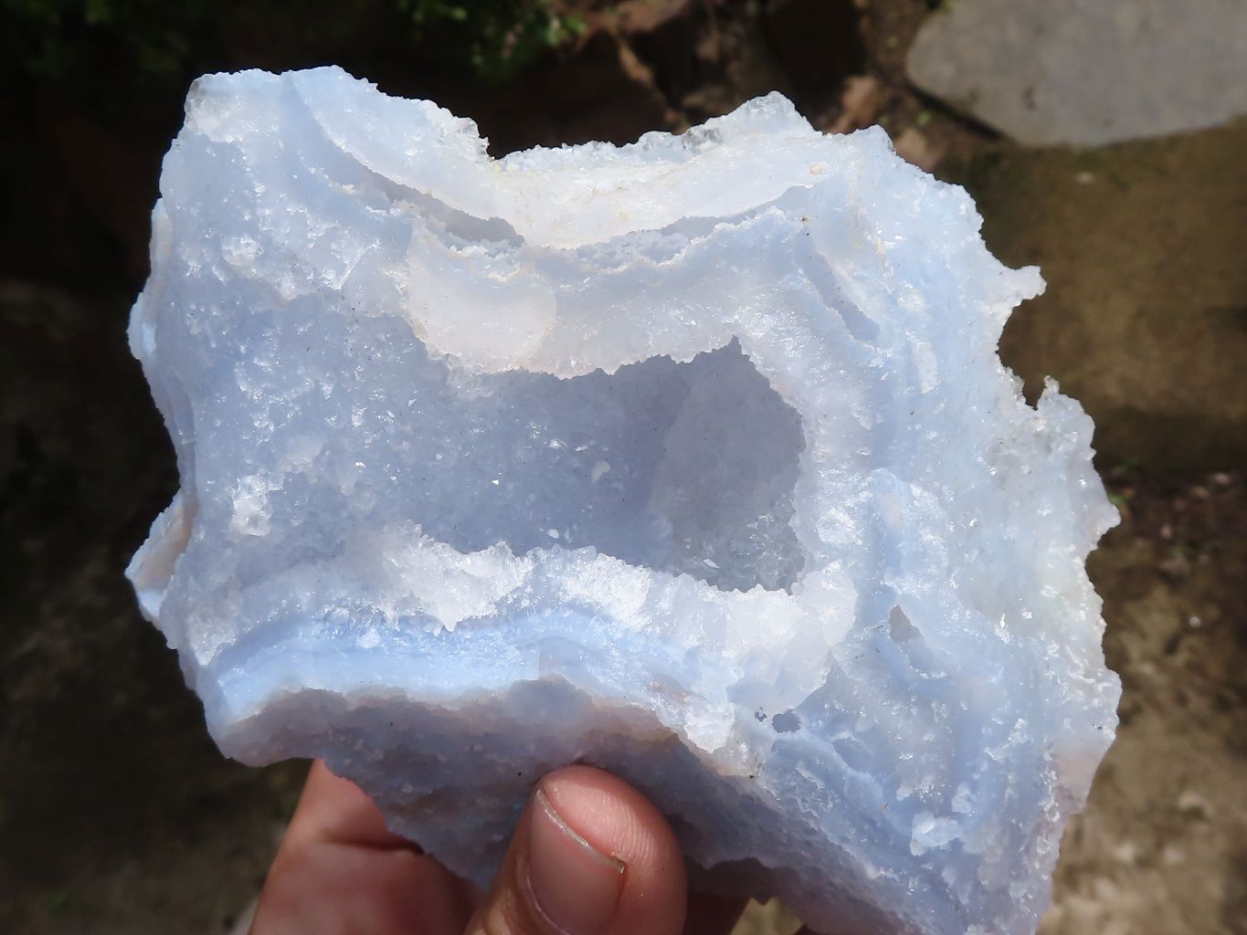 Natural Etched Blue Chalcedony Specimens  x 6 From Malawi - TopRock