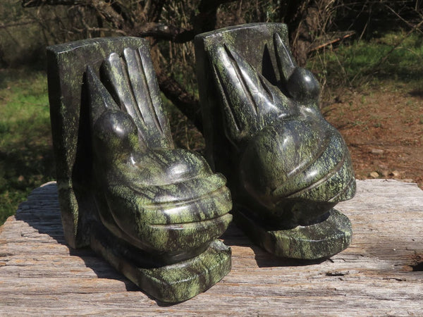 Polished Hand Carved Leopard Stone Book Ends  x 2 From Zimbabwe - TopRock