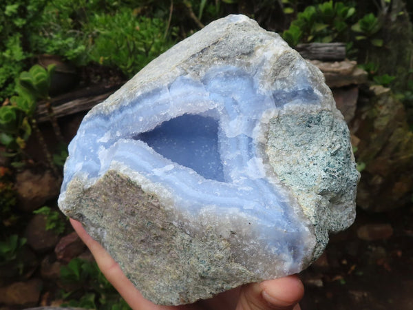 Natural Large Blue Lace Agate Geode Specimen x 1 From Malawi - Toprock Gemstones and Minerals 