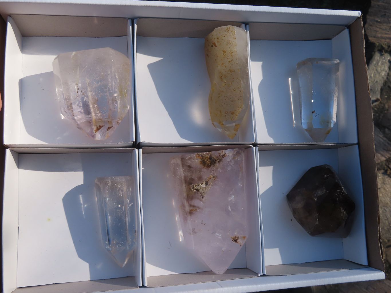Polished Mixed Selection Of Window Quartz Crystals x 6 From Ankazobe, Madagascar - TopRock