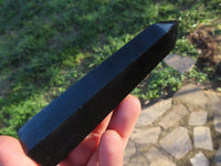 Polished Pitch Black Basalt Points/Prisms x 5 From Madagascar - TopRock