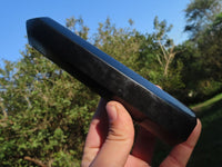 Polished Pitch Black Basalt Points/Prisms x 5 From Madagascar - TopRock