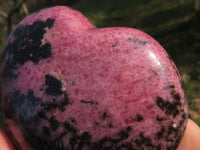 Polished Pink & Black Rhodonite Hearts  x 3 From Ambindavato, Madagascar - TopRock