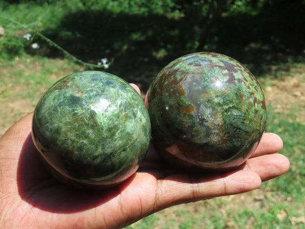 Polished Chrysoprase Spheres x 6 From Madagascar - TopRock