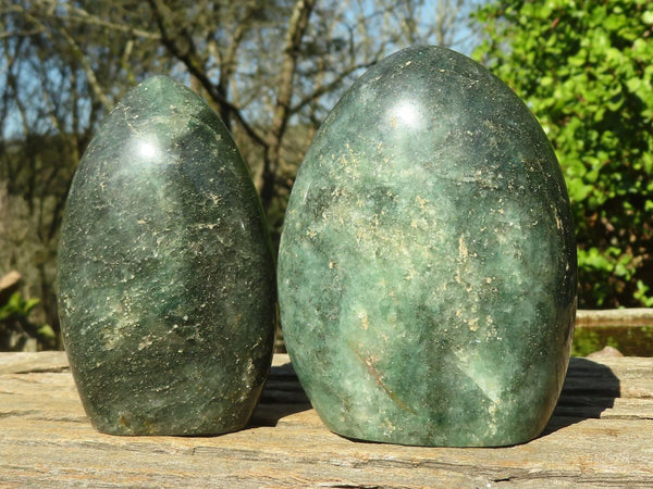 Polished Green Fuchsite Quartz Standing Free Forms  x 2 From Madagascar - Toprock Gemstones and Minerals 