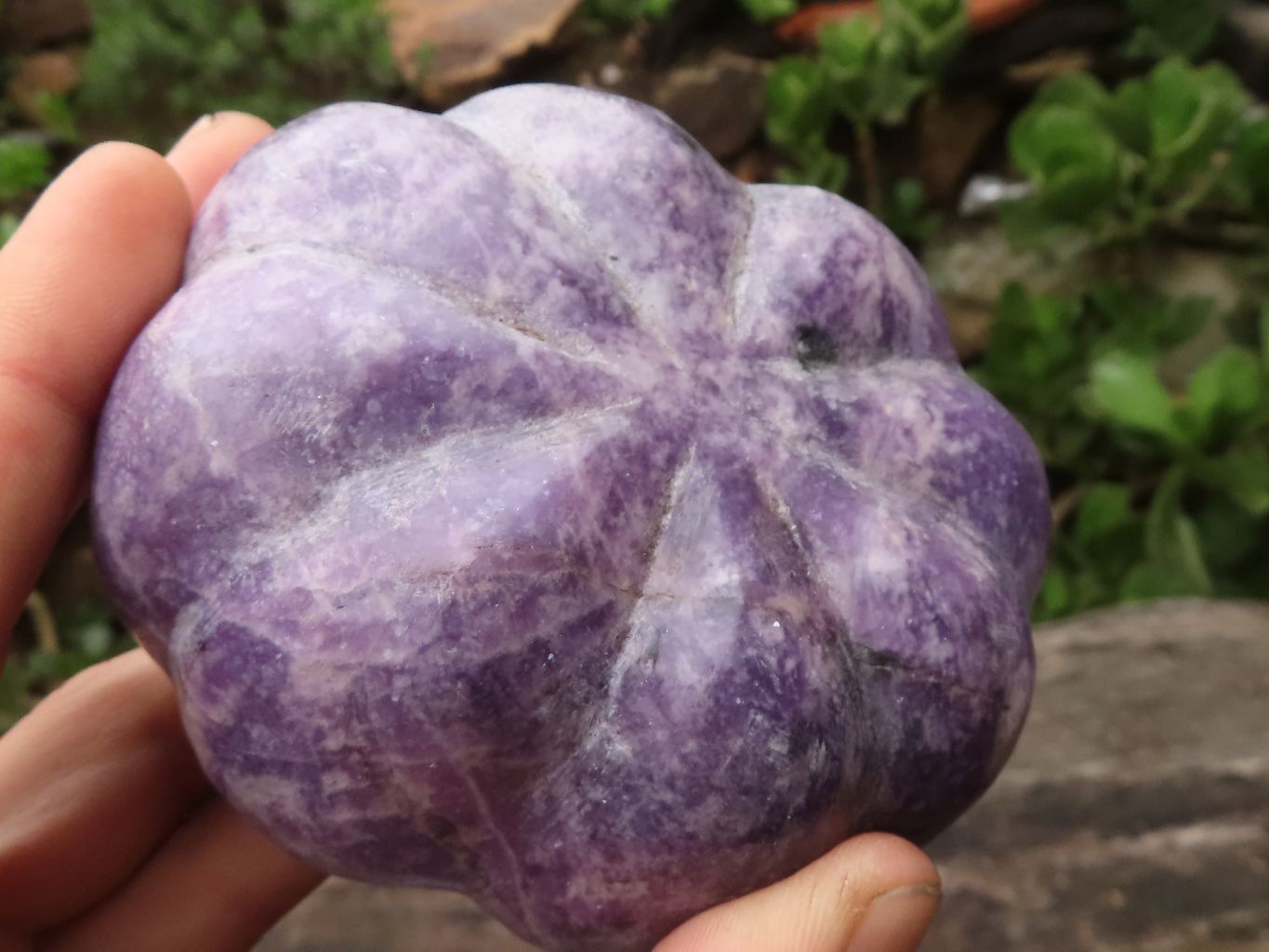 Polished Purple Lepidolite Pumpkin Carvings  x 4 From Zimbabwe - TopRock