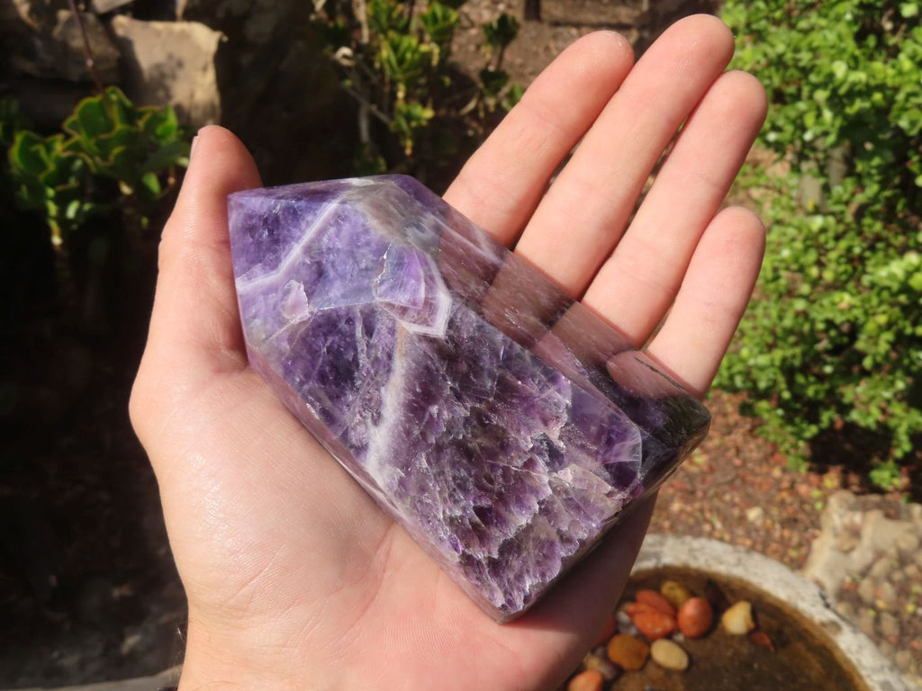 Polished Chevron Amethyst Points x 2 From Zambia - Toprock Gemstones and Minerals 
