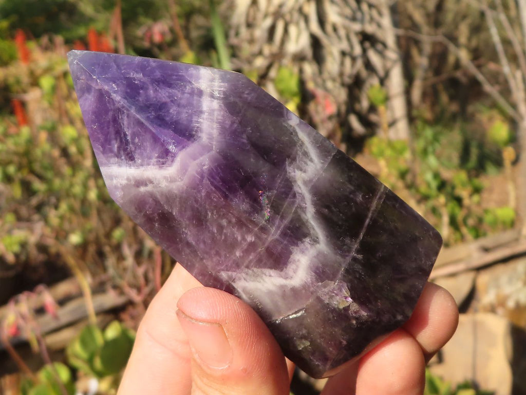 Polished Chevron Amethyst Points x 6 From Zambia - Toprock Gemstones and Minerals 