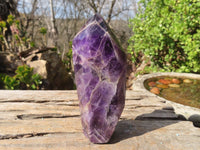 Polished Chevron Amethyst Points x 2 From Zambia