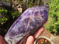 Polished Chevron Amethyst Points x 2 From Zambia