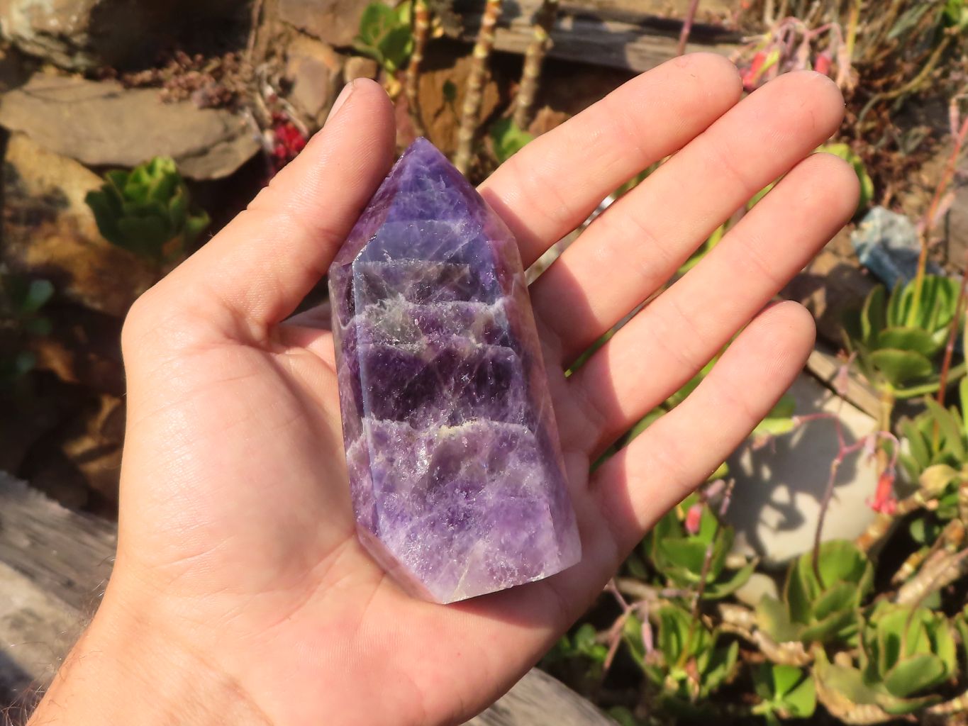 Polished Chevron Amethyst Points x 6 From Zambia - Toprock Gemstones and Minerals 