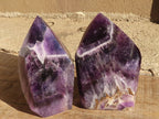 Polished Gemmy Chevron Amethyst Points  x 2 From Zambia - Toprock Gemstones and Minerals 