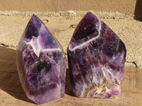 Polished Gemmy Chevron Amethyst Points  x 2 From Zambia - Toprock Gemstones and Minerals 