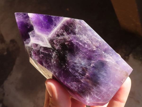 Polished Gemmy Chevron Amethyst Points  x 2 From Zambia - Toprock Gemstones and Minerals 
