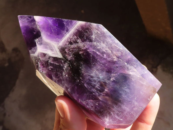 Polished Gemmy Chevron Amethyst Points  x 2 From Zambia