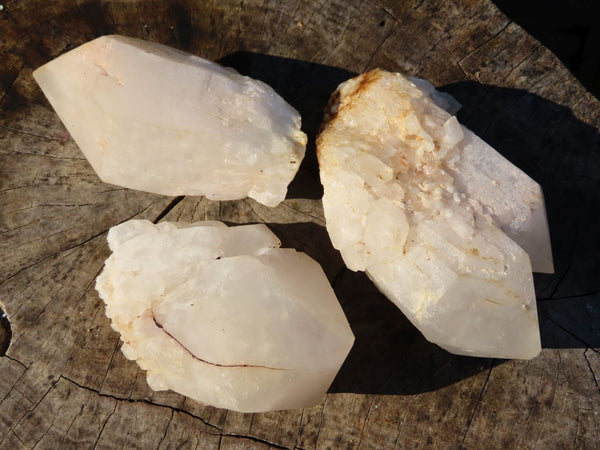 Natural Nice Intact Large White Quartz Crystals x 3 From Madagascar - TopRock