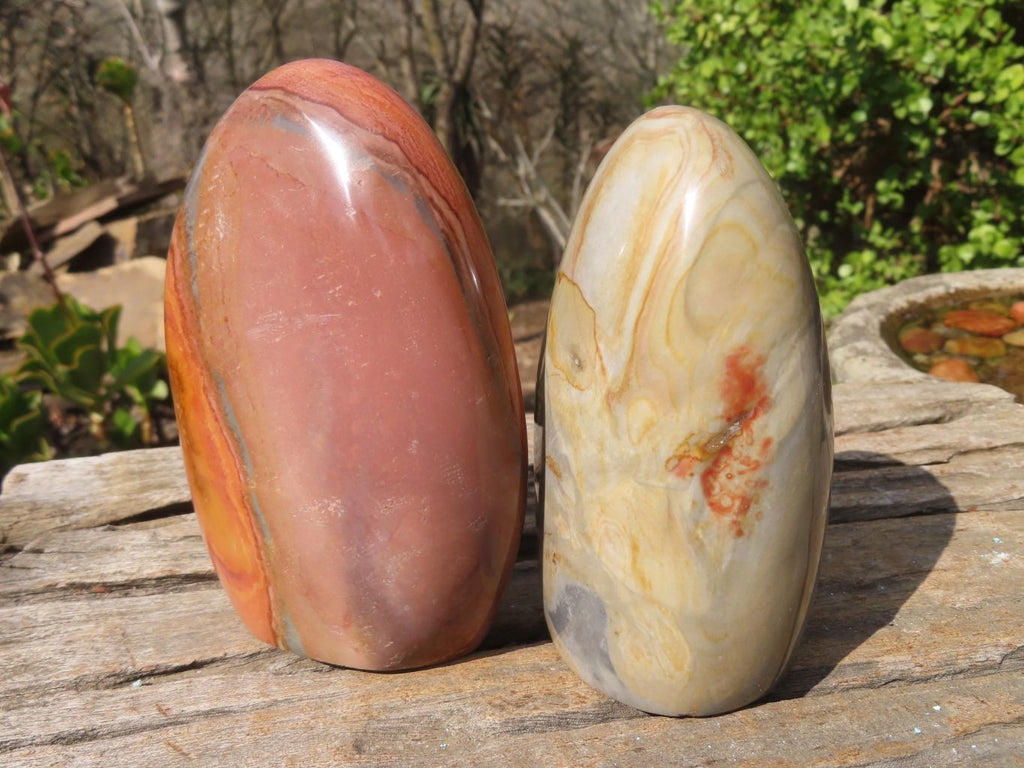 Polished Polychrome Jasper Standing Free Forms  x 3 From Madagascar - Toprock Gemstones and Minerals 